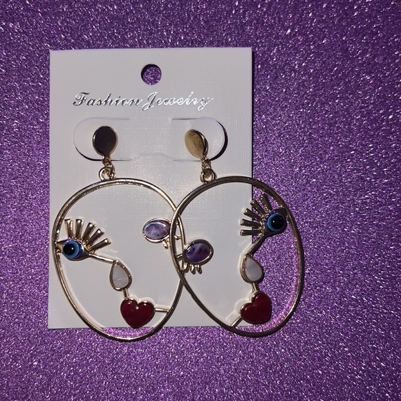 Face silhouette statement earrings - Picture 2 of 2